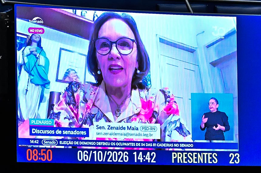 Zenaide Maia defende o fim da escala 6x1 e pede atenção para a vacinação de crianças