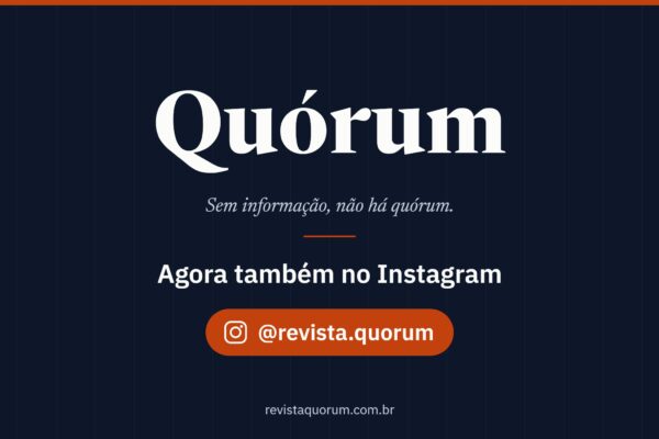 Logo da Quórum com o convite: agora também no Instagram, @revista.quorum